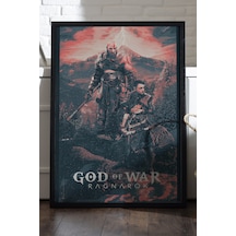 God Of War Ragnarok Siyah Ahşap Çerçeveli Poster, Dekoratif Oyun Duvar Tablosu