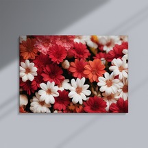 Kırmızı Ve Beyaz Çiçekler Kanvas Tablo - 70 X 100