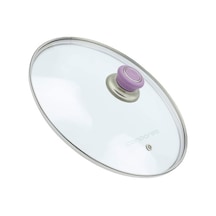 Tencere Sahan Tava Cam Kapağı Kapak 32 Cm Lila Tutma Tepesi