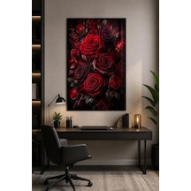 Kırmızı Gül Desenli Baskılı Cam Tablo Uv Baskı Dekoratif Duvar Tablosu
