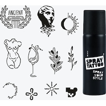 Ephesus City Pack Spray Tattoo Geçici Dövme Seti 11 Desen + Sprey Siyah