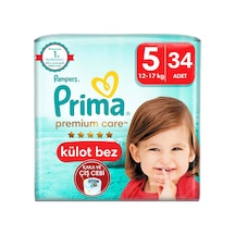 2 Adet Prima Külot Bebek Bezi Premium Care 5 Numara 34'lü 12-17 Kg