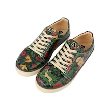 Kadın Vegan Deri Yeşil Sneakers - Arrows Frida Kahlo Tasarım Çok Renkli