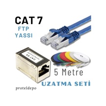 Irenıs 5 Metre, Mavi Cat7 Kablo Yassı Ftp Ethernet Network Lan Ağ Kablo Ve Ekleyici