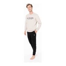 U.S. Polo Assn. Erkek Pamuklu Lisanslı Pijama Takımı 18928 Bej