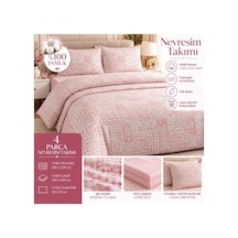 Slc Home Ranforce Pembe Desenli Çift Kişilik Nevresim Takımı %100 Pamuk 4 Parça Pembe - 938510509 Pembe