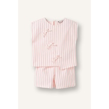 Defacto Bisiklet Yaka Çizgili Kolsuz Üst Şort Alt 2li Takım Kız Bebe H8618a526smpn130 Pembe-pn130