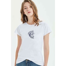 Ra'Nın Gözü Eye Baskılı Beyaz Kadın Tshirt