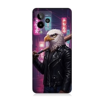 General Mobile Gm 24 Pro Uyumlu Sokakta Deri Ceketli Kartal Desenli Silikon Kılıf Çok Renkli