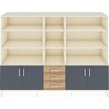Hyperion Dolap 11 Raflı 3 Çekmeceli 4 Kapaklı 220x44x163 Aytaşı-a Aytaşı-antrasit/çam