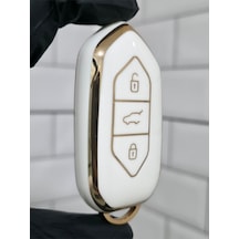 Gma Keys Togg T10x T10f 3 Tuşlu Smart Nano Koruma Anahtar Kılıfı Beyaz Gold Altın Renk Yüksek Kalite