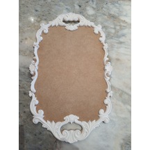Ahşaplı Polyester Sunumluk Tepsi Büyük Oymalı Yenii 57x35cm -