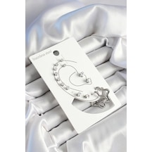 316l Çelik Yıldız Figürlü Ve Zirkon Taşlı Gümüş Renk 7'li Çift Kadın Küpe Set - Tj-bkp10636 Çok Renkli