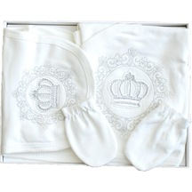 Sitilin Kız Erkek Bebek Taşlı Süslü 5 Li Hastane Çıkışı Yenidoğan Set Stl6260 Beyaz