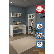 Tamamı Mdf Kitaplıklı Duvar Raflı Çalışma Odası Seti