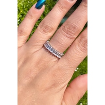 Baget Taşlı Ayarlanabilir Yüzük - Silver Renk Gümüş