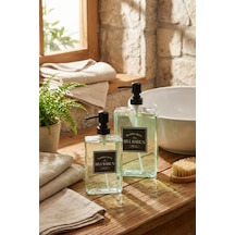 Makri Home 350 Ml+500 Ml İkili Modern Ve Şık Tasarım Cam Sıvı Sabunluk Seti Beyaz