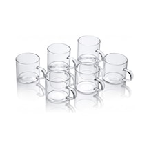 6'lı Kulplu Şeffaf Cam Kupa Seti 120 Ml Minimalist Tasarım Çay & Kahve Bardağı