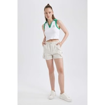 Defacto Coool Regular Fit Normal Bel Gabardin %100 Pamuk Şort A3688AX23SMGR492 Gri