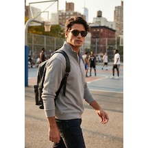 Buratti Pamuklu Regular Fit Yarım Fermuarlı Dik Yaka Erkek Sweat 5905470 Gri