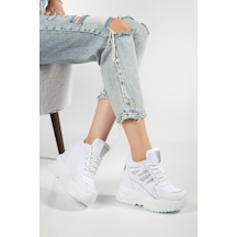 Suins Juvina Model Yüksek Gizli Topuklu Kadın Spor Ayakkabı Sneaker Beyaz