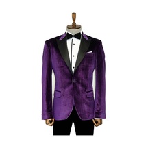 Wessi Kadife Slim Fit Tek Düğmeli Mor Erkek Balo Ceket - Wessi Mor Wessi Kadife Slim Fit Tek Düğmeli Mor Erkek Balo Ceket - Wessi Mor