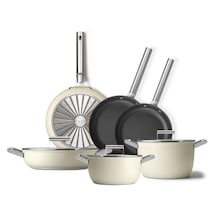 Cookware 50's Style Grande Krem 6'lı Tencere&tava Seti Ckwgrnd - Krem