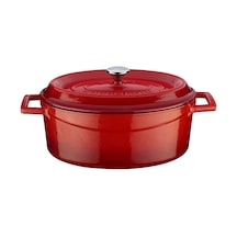 Lava Döküm Oval Tencere 21 x 25 CM Kırmızı