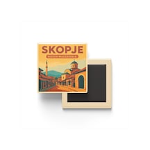 Üsküp Kuzey Makedonya - Eski Çarşı - Baskılı Buzdolap Magneti Kare 9x9 Cm