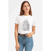 Anime One Punch Manfriends Baskılı Beyaz Kadın Tshirt