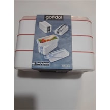 Gondol Plastik Reishome 3 Katlı Beslenme Kabı Çatal Kaşık Içerisinde Pembe Renk