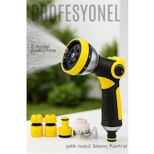 Mey İthalat Profesyonel 8 Modelli Metal Basınçlı Sulama Tabancası Seti Ayarlanabilir Jet Hortum Konnektörlü 722523