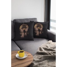 43x43cm Arap Kızı Premium Kumaş Tay Tüyü Döşemelik Dekoratif Çift Taraf Kırlent Yastık Kılıfı Krl272 50 x 22