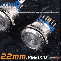 22Mm Metal Buton Paslanmaz/Çelik Ip65 Sarı 10V-30V