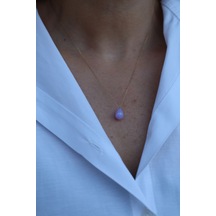 Yenigün Kuyumculuk 14 Ayar Altın Lila Damla Taş Kolye Kly22547