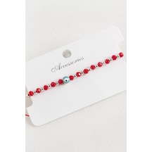 Nazar - 898 - Kristal Makrome İp Bileklik 6 - Nazblsmm - Mm Kırmızı