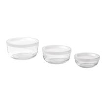 Ikea Bestämma 3'lü Gıda Saklama Kabı Seti 190 / 400 / 730 Ml Şeffaf Beyaz Şeffaf - Beyaz