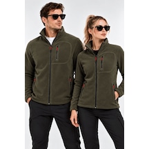 Genius Store Unisex Polar Tam Fermuarlı 3 Cepli Tüylenme Yapmaz Soğuğa Karşı Dayanaklı Spor Erkek-kadın Polar Tekli Haki