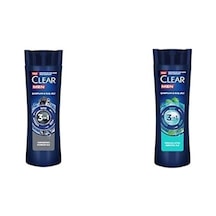 3 İn 1 Şampuan & Duş Jeli Arındırıcı Kömür Saç Yüz Vücut İçin Ve Clear Men 3 İn 1 Şampuan & Duş Jeli Ferahlatıcı Mentol Etkisi Saç Yüz Vücut İçin 350 Ml