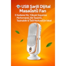 Taşınabilir Fan Usb Şarjlı, Dijital Kontrollü, Yüksek Performanslı Soğutma Kapalı Ve Açık Alanlar Beyaz - 737582599