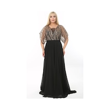Ladies First Büyük Beden 3768 Siyah Uzun Abiye Elbise Siyah