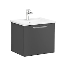 68203 VitrA Root Flat Tek Çekmeceli Lavabo Dolabı, 60 Cm, Mat Fırtına Gri Köşeli Lavabo Dahil Diğer