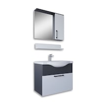 Teta Home Eko 65 Cm Mdf Banyo Dolabı Seti Antrasit - Beyaz