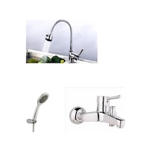 Erce Delta Spiralli Evye ve Banyo Bataryası duş Takımı Krom