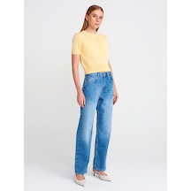 Dilvin 71780 Yeni Kesim Denim Mom Pantolon Mavi