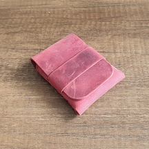 Sumerian Leather Craft Minimalist Deri Kartlık Kırmızı Anahtarlık Hediye Kırmızı