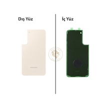 Samsung Galaxy S22 Plus Krem Renk Arka Kapak Arka Cam Batarya Kapağı Pil Kapağı Lazer Kesim Back Cover Galaxy S22 Plus Uyumlu