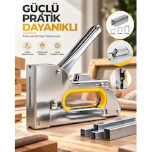 Güçlü Metal Gövdeli Manuel Zımba Tabancası No.13 4-6-8 Mm Döşeme Kumaş Ahşap Sabitleme Beyaz - Çok Renkli