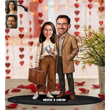 Bk Gift Kişiye Özel Sevgili Karikatürlü Ahşap Biblo -19, Fotoğraftan Karikatür, Sevgililer Günü Hediyesi, Ev Hediyesi Kobitmeyencom36346 Bk Gift