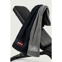 Fıtness 50x100 Cm %100 Pamuklu 2'li Spor Havlusu Siyah-açık Gri Fitness Gym Golf Boks Tenis Havlusu